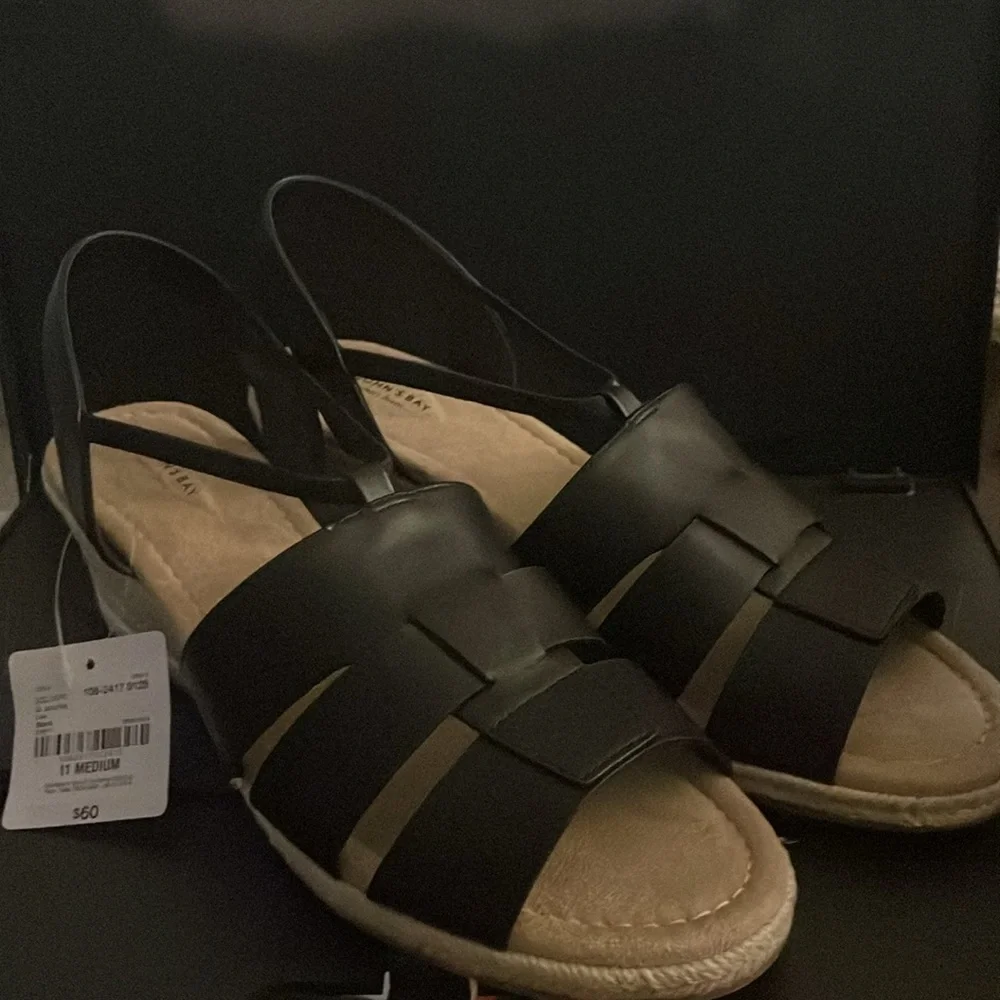 St John’s Bay Black Wedge Sandals